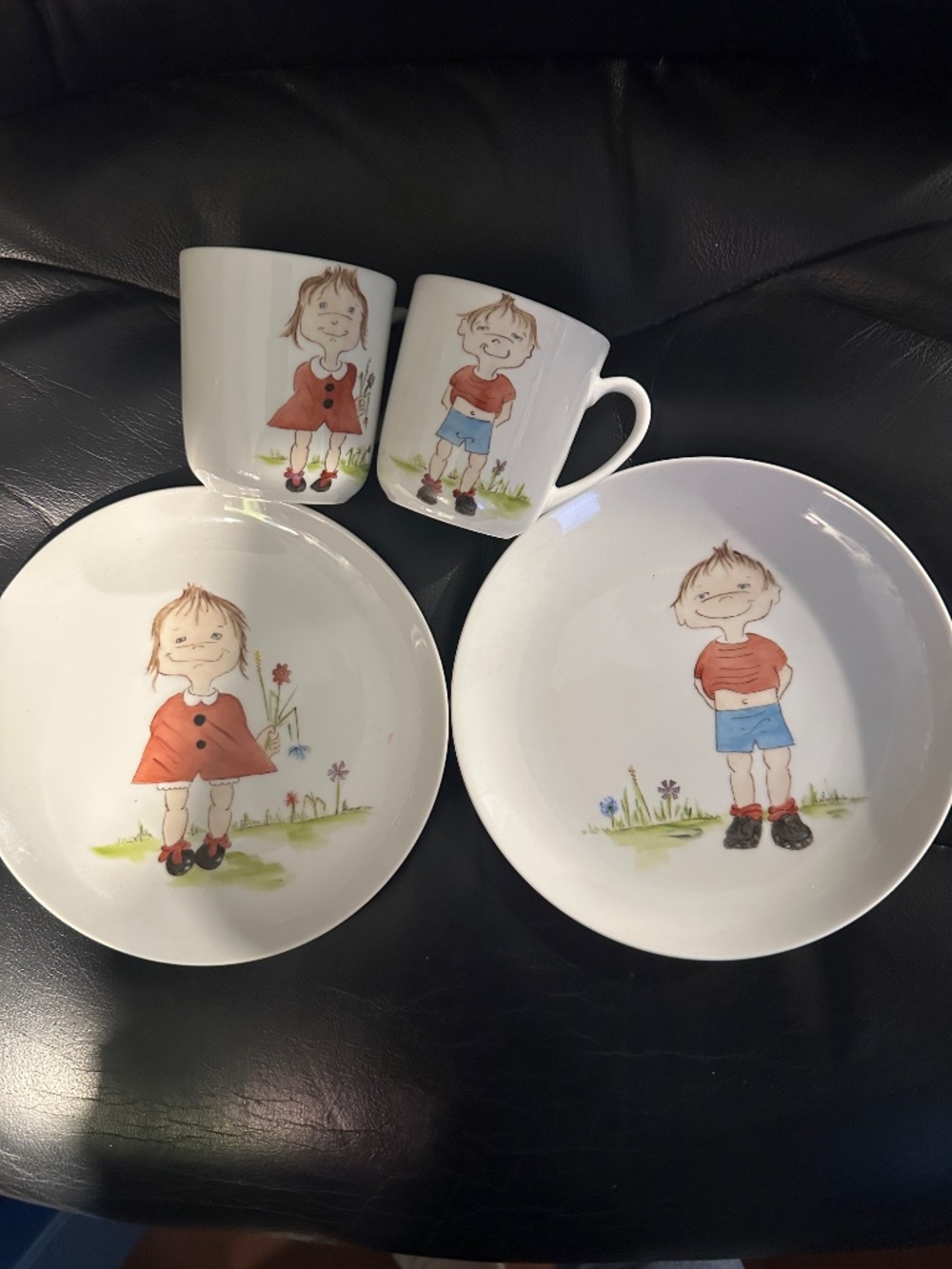 Set of 2 Children's Porcelain Plate & Cup Set Made in Germany